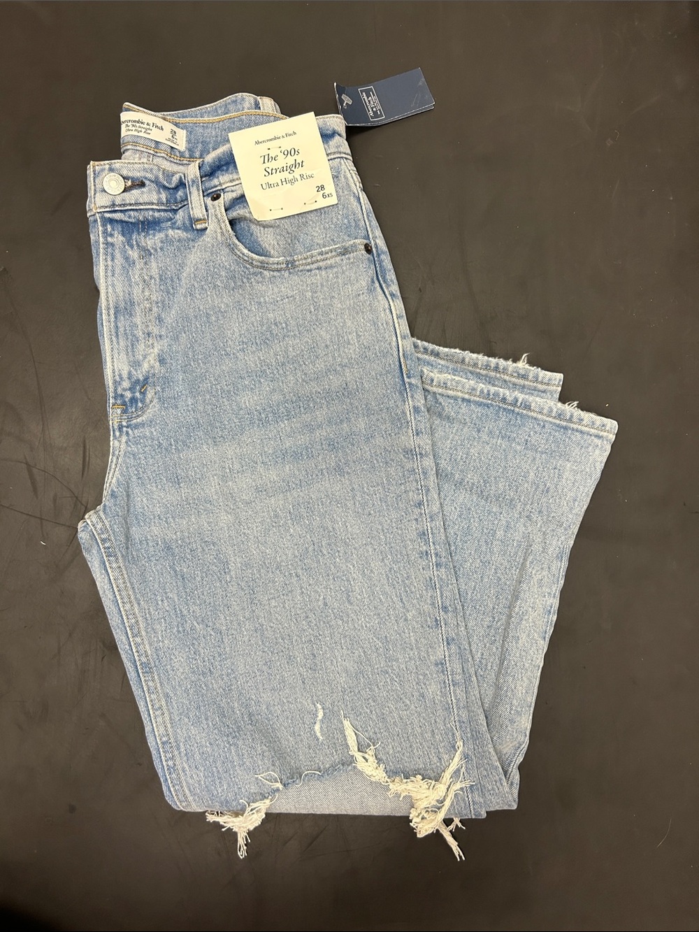 Abercrombie and Fitch The ‘90s Straight Ultra High Rise Jeans - Light Blue